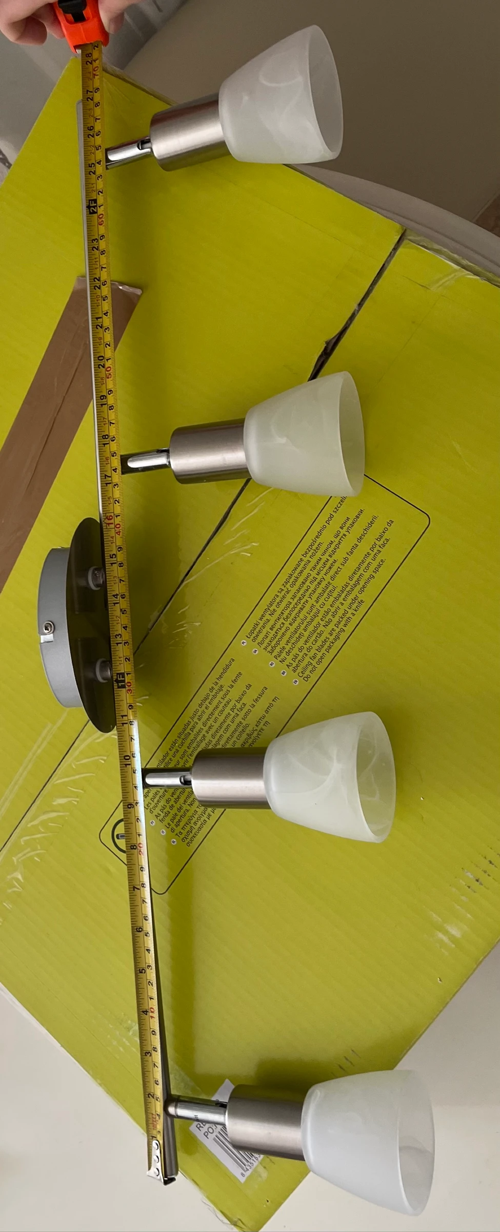 Lámpara de techo - aplique de pared - lámpara de riel - 4 puntos de globo de vidrio 360° - 69cm - Muy buen estado - plateado/blanco - precio negociable – photo 10